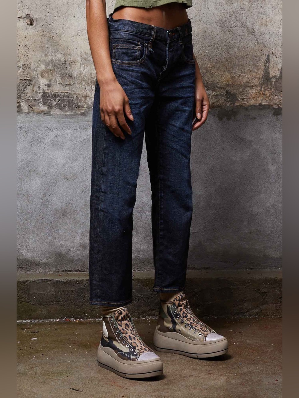 R13 Boy Straight Avery Indigo Dark Wash Straight Leg Jeans Sz 27 Edgy Streetwear